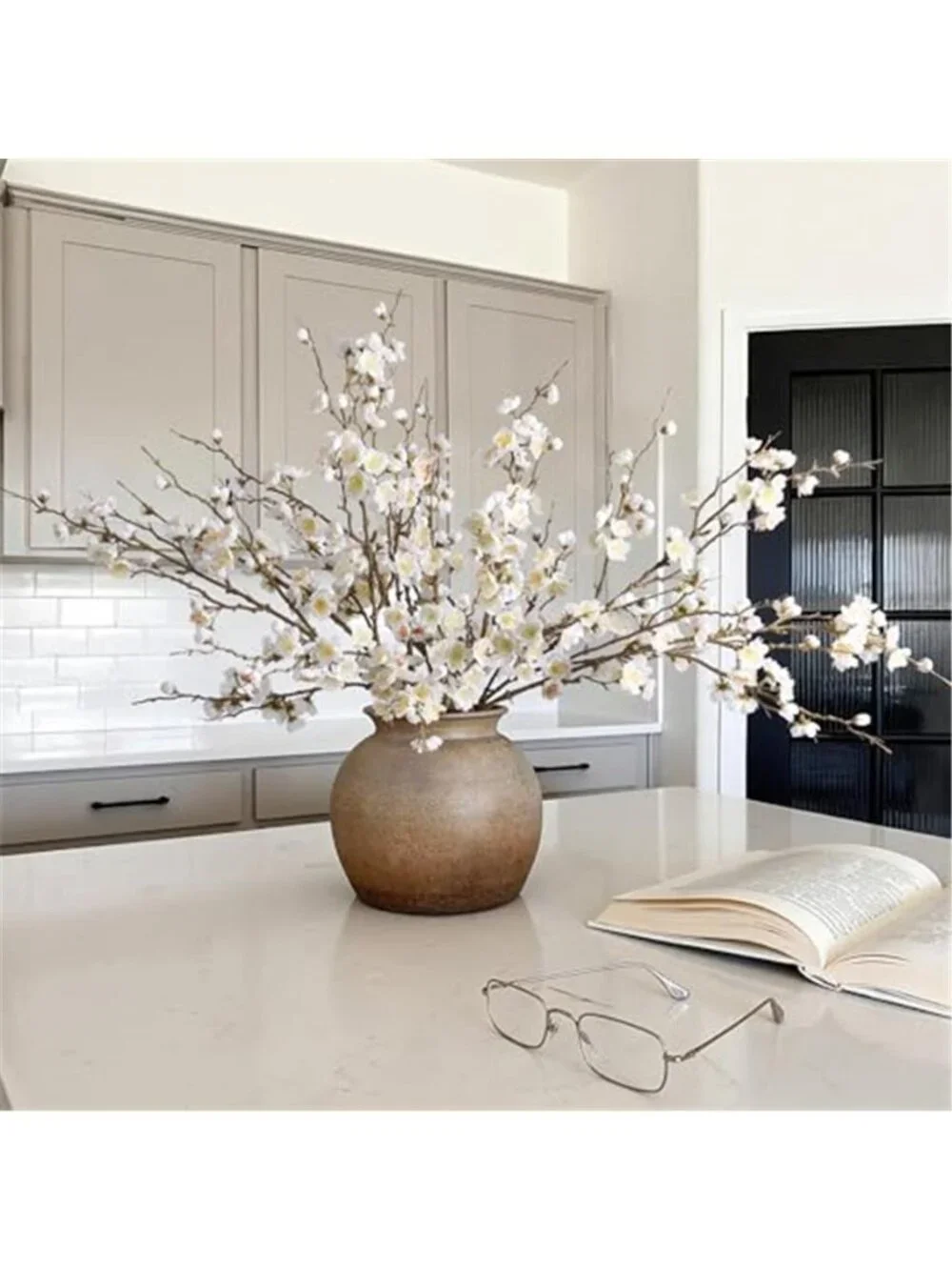 Artificial Cherry Blossom Branches Faux Silk Flowers 6 Pack Wedding Decor White